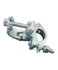 British Swivel Scaffolding Couplers For 1 3/4 To 1 9/10 Inch Tube, Heavy Duty Galvanized Carbon Steel, No Fuss Install, 4 Piece Set For Solid, Safe Pipe Framework. Swivel clamp shown close-up.