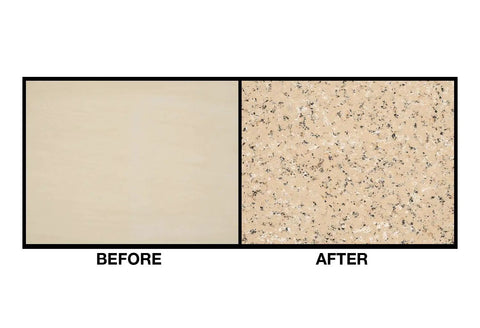 Before and after image of Granite Countertop Paint Kit Sand Finish For Kitchen And Bathroom showcasing DIY refinishing solution.