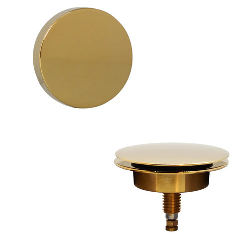 Top Shelf Smooth Operation Heavy Duty Cable Drive Bathtub Drain Trim Kit rotary overflow knob in polished brass finish.
