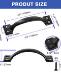 Diagram showing dimensions of Vintage Inspired 5.5 Inch Black Curved Cabinet Door Handles Made From Solid Iron for dressers and cupboards.