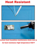 Pro Grade Heat Resistant Soldering Mat 932F Silicone Anti Static Magnetic Electronic Repair Work Surface in use with tools