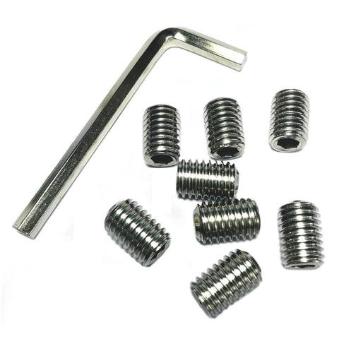 Eight Piece 1/2-13 by 3/4 Inch Hex Socket Set Screws 304 Stainless Steel Allen Head Grub Screws with 1/4 Inch Allen Wrench