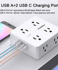 Smooth Operator Eight Outlet Power Strip With Six Foot Flat Plug Extension Cord Delivering Easy Reach Jacks And Four High Speed Usb Ports, featuring USB A and USB C ports.