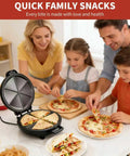 Family cooking together with Novalife Electric Quesadilla Maker 9.5 Inch Press, making cheese-filled tortillas.