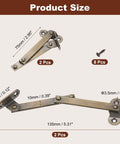 Two Pack Folding Lid Support Hinges Left Side Lift Up Stay Brass Rotatable Hinges with screws and dimensions
