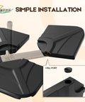 Close-up of Beefy 230 Lb Cantilever Offset Umbrella Base 4 Piece Weighted set showing fill port and simple installation.