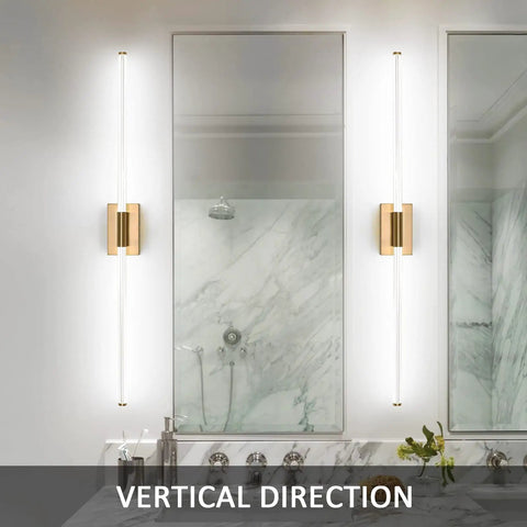 Modern LED Vanity Light With 360 Degree Full Lighting For Bathroom Mirror Makeup Ready 47.24Inch Brass Wall Sconce 36W 5500K Cool White Integrated LED Hardwired Fixture Anti Corrosion Brass Finish Wide Bright Illumination