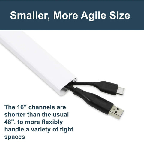 White Cord Cover for Mounted TV and Wall Cable Management, 12 Foot Cord Hider with USB cables