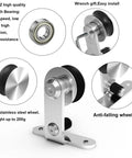 Components of 5.5 Foot Stainless Steel Sliding Barn Door Hardware Kit With Top Mount Heavy Duty Track System For Single Wood Door