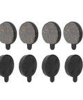 Semi Metal Brake Pads For 10 Inch Electric Scooter, 4 Pairs Bike Disc Pad Set displayed in a row, high heat resistant copper alloy