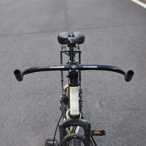 Bullhorn Handlebar For Road And Fixed Gear Bikes Aluminum 6061 Alloy 25.4mm Clamp 37cm Width on a bicycle