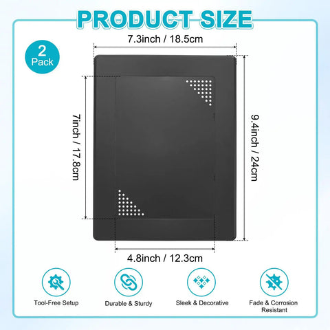 Product size details for Real Deal Two Pack Drywall Access Panels For Your Home Base, self adhesive plastic wall covers.
