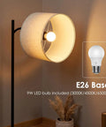 Space Saving Floor Lamp With Built In Round Table And USB Type C And USB A Charging Ports 9W LED Bulb Nightstand