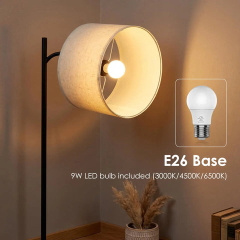Space Saving Floor Lamp With Built In Round Table And USB Type C And USB A Charging Ports 9W LED Bulb Nightstand