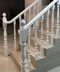 Rock Solid White Wooden Baluster Posts For Staircase Deck And Porch, No Sweat Poplar Wood Spindle Assembly, 33 Inch Tall.