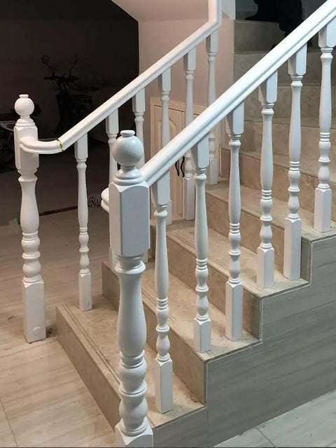 Rock Solid White Wooden Baluster Posts For Staircase Deck And Porch, No Sweat Poplar Wood Spindle Assembly, 33 Inch Tall.