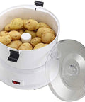Fast Electric Potato Peeler And Vegetable Dehydrator With Sharp Blades For No Sweat Kitchen Prep and Effortless Fruit Slicing showing a bowl filled with potatoes.