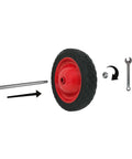 7 Inch Semi Pneumatic Rubber Tire With Diamond Tread And Steel Hub Featuring Grafoil Bearings Workhorse Half Inch Bore Offset Axle assembly