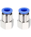 2 Pcs Push To Connect Fittings For 0.39 In OD Tubing And 3/8 In NPT Nickel Plated Brass Straight Pneumatic Female Adapter Blue