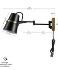 Dope Modern Industrial Swing Arm Wall Sconce In Matte Black With Brass Accents Plug In Or Hardwire 6ft Woven Fabric Cord