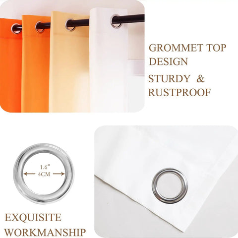 Close-up of Orange and White Ombre Light Filtering Privacy Curtains Set of 2 Panels 55 Inch Wide 84 Inch Long with Grommet Top