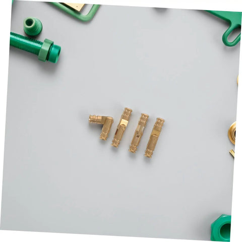 Brass Cylindrical Barrel Hinges For Concealed Jewelry Boxes And Cabinets, set of five hinges against a light background