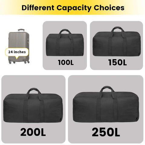 Massive 100L Duffle Bag for Travel and Weekender Getaways Foldable Gear Carrier With Extra Wide Three Inch Webbing