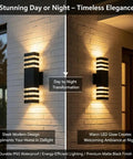 15 Inch LED Square Outdoor Up And Down Wall Light 14W Day White Aluminum IP65 Waterproof Exterior Fixture mounted on brick wall
