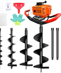 Gas Powered 62cc Auger Post Hole Digger With Three Drill Bits 3 Inch 5 Inch 8 Inch And Three 24 Inch Extensions For Quick Fence Posts, Trees, Orchard, Farm And Garden Projects