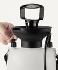 1.3 Gallon Garden Sprayer With Extension Wand for Yard Work, Flower Beds, and Plants, close-up of translucent tank and handle