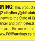 Warning label for Di(2-ethylhexyl)phthalate [DEHP] with link to www.P65Warnings.ca.gov