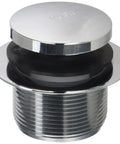 Polished Chrome Tubular Bath Waste And Overflow Assembly With White Slip-Joint Tubes, Foot-Operated Tip-Toe Drain Plug