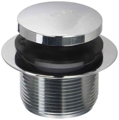 Polished Chrome Tubular Bath Waste And Overflow Assembly With White Slip-Joint Tubes, Foot-Operated Tip-Toe Drain Plug