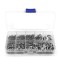 530-Piece Stainless Steel Split Lock Washer Kit For M2 Through M12 Fasteners, 304 Grade, Heavy Duty, Vibration-Resistant Lock Washers, Assortment Pack For Nuts And Bolts, Elastic Gasket Style Fastener Set in organizer box