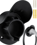 Heavy Duty J1772 EV Charger Wall Mount showing black ABS material, with cord cradle and accessories for secure plug storage.