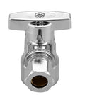 Built Tough Lead Free Brass Quick Twist Angle Shut Off Valve Two Pack Smooth Chrome Plated Finish 1/2 Inch Fip with handle