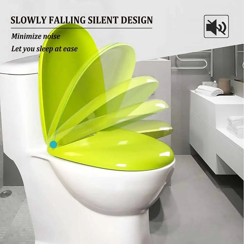 Built Tough Elongated Toilet Seat Boasting Smooth Soft Close Lids And Super Quick Release Hinges Molded From Durable Polypropylene For No Hassle Cleaning And Fresh Color Picks Secure Top Mount Bracket Setup with green soft close lid