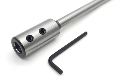 Heavy Duty Ten Inch Hex Shank Forstner Drill Bit Extension Delivers Real Deep Drilling Reach For Three Eighths Inch Round Or Hex Shafts, includes Allen wrench.