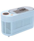 Portable Countertop Mini Ice Maker Makes Ten Snappy Cubes On The Fly In Just Fifteen Minutes With Ultra Quiet Operation side view, light blue color