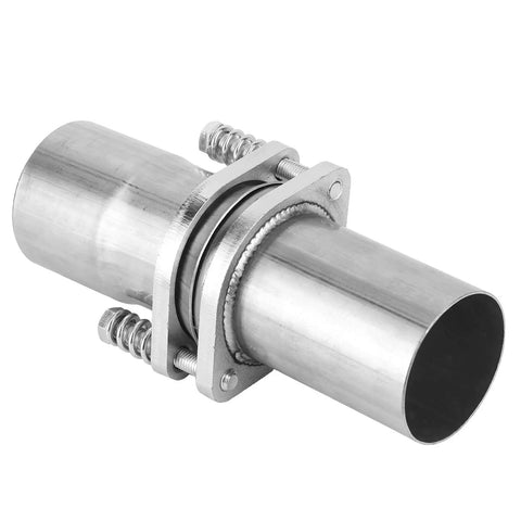 Hella Tough Universal Flange Repair Pipe Kit With Spring Screw Quick Snap Connector For Exhaust Lines, stainless steel finish, 2.75 inch size.