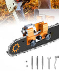 Portable Hand Crank Chainsaw Sharpener Kit With Jig For 8-22 Inch Chainsaws And Electric Saws with tools displayed