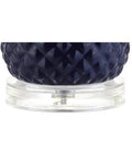 Navy Blue And Gold Pineapple Ceramic Table Lamp For Bedroom Decor base shown with acrylic stand and textured navy design.