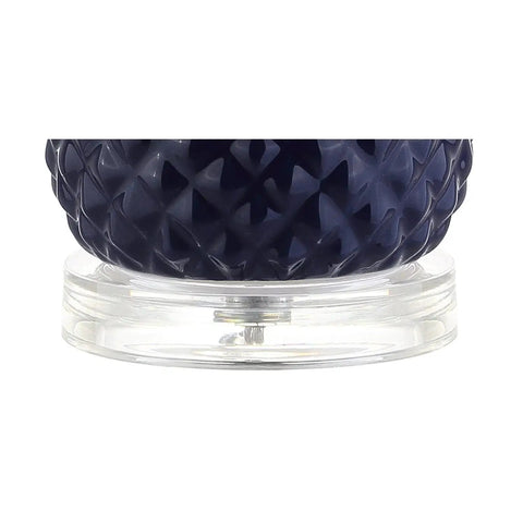 Navy Blue And Gold Pineapple Ceramic Table Lamp For Bedroom Decor base shown with acrylic stand and textured navy design.