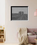Old School Vintage Coaling Station And Water Tank At Mazonia Illinois Wall Art Print 17x22 in office decor with black wood frame