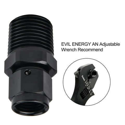 6AN Female To One Quarter Inch NPT Male Swivel Fitting Aluminum Black Anodized Two Pack For High Pressure Lines 1500 PSI Capacity Lightweight 6061 T6 Automotive Hydraulic Fuel Adapters, black fitting