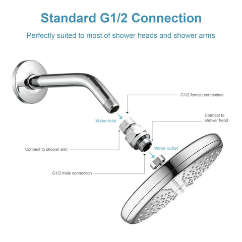 All Metal Shower Head Swivel Ball Adapter With Adjustable Arm Extension Connector, Universal Showering Component In Chrome, Solid Brass Build, Super Easy Install, 40 Degree Angle Range For A More Powerful, Customizable Shower; standard G1/2 connection