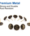 Top Shelf 100 Piece Star Bronze Furniture Tacks With Rust Proof Finish And Sleek Vintage Vibe For Straight Up Wood Repair And Sweet Upholstery Upcycling Work, showing premium metal tacks with star pattern.