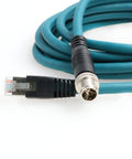 Beefy M12 X-Coded To RJ45 Cat6 Ethernet Cable IP67 Waterproof With Full Shielding For Industrial Vision Systems, 1M Length, coiled view.