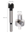 Smooth Operator Aluminum Dowel Jig Kit With Bench Dog Hole Drill Guide And Chamfer Reamer Burr Removal Tool Hella Precise Smart Pick Straight Bit Locator For Woodworking Projects image showing 19mm drill bit and chamfer tool.