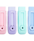4 Pack Cute Retractable Eraser Set For Kids With Push Pull Design, Sliding Pencil Erasers in Pink, Purple, Green, Blue